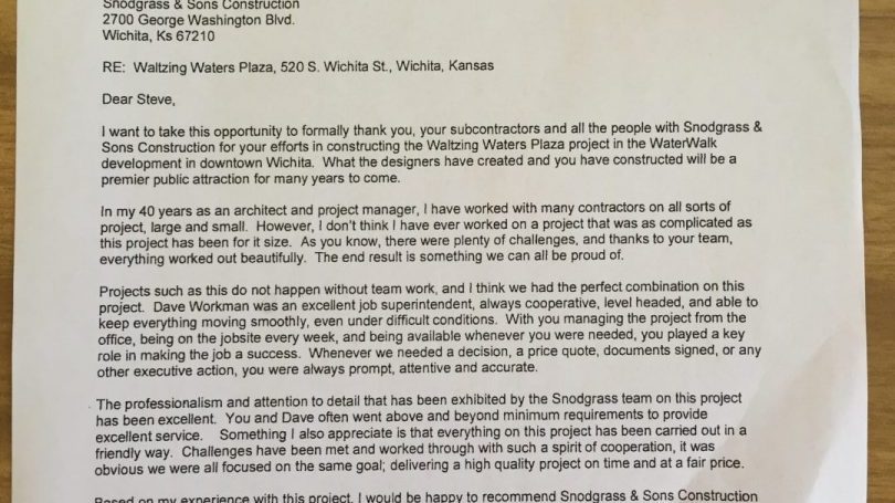 City of Wichita recommendation letter