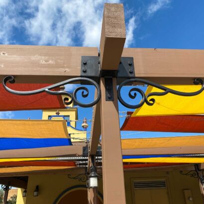 Nomar International Market Shade Structure Decorative Scrolls